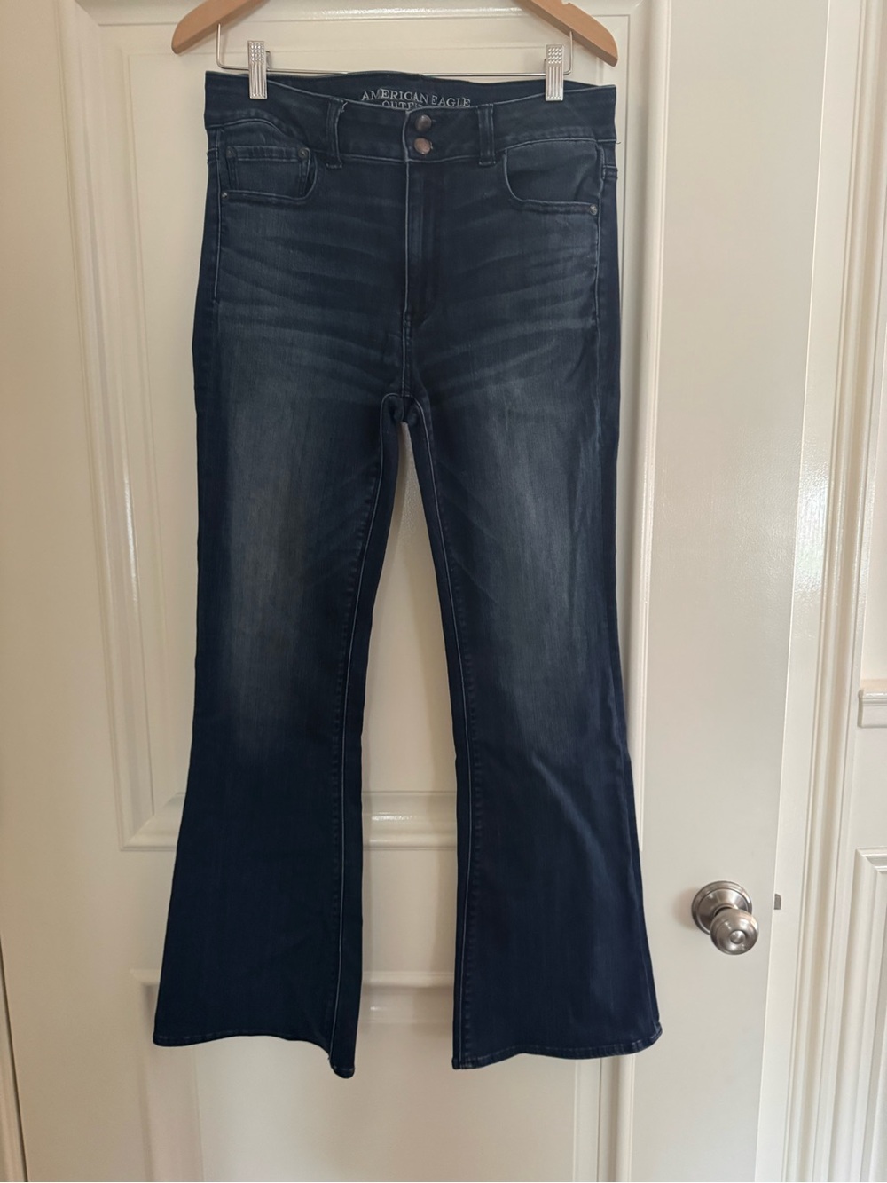 American Eagle Outfitters Women's Dark Blue Flare Jeans